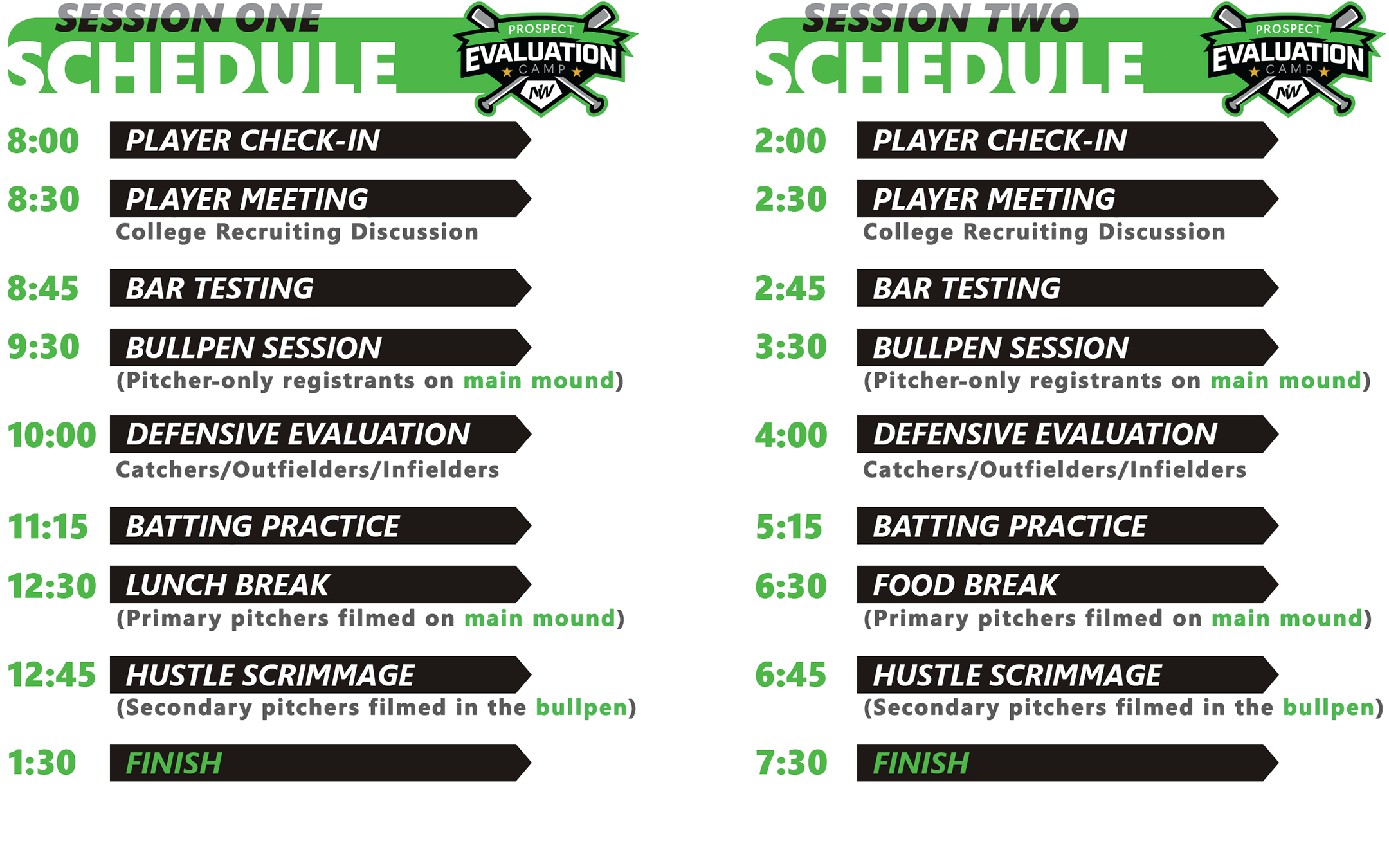 Multi- Camp PEC Schedule Graphic