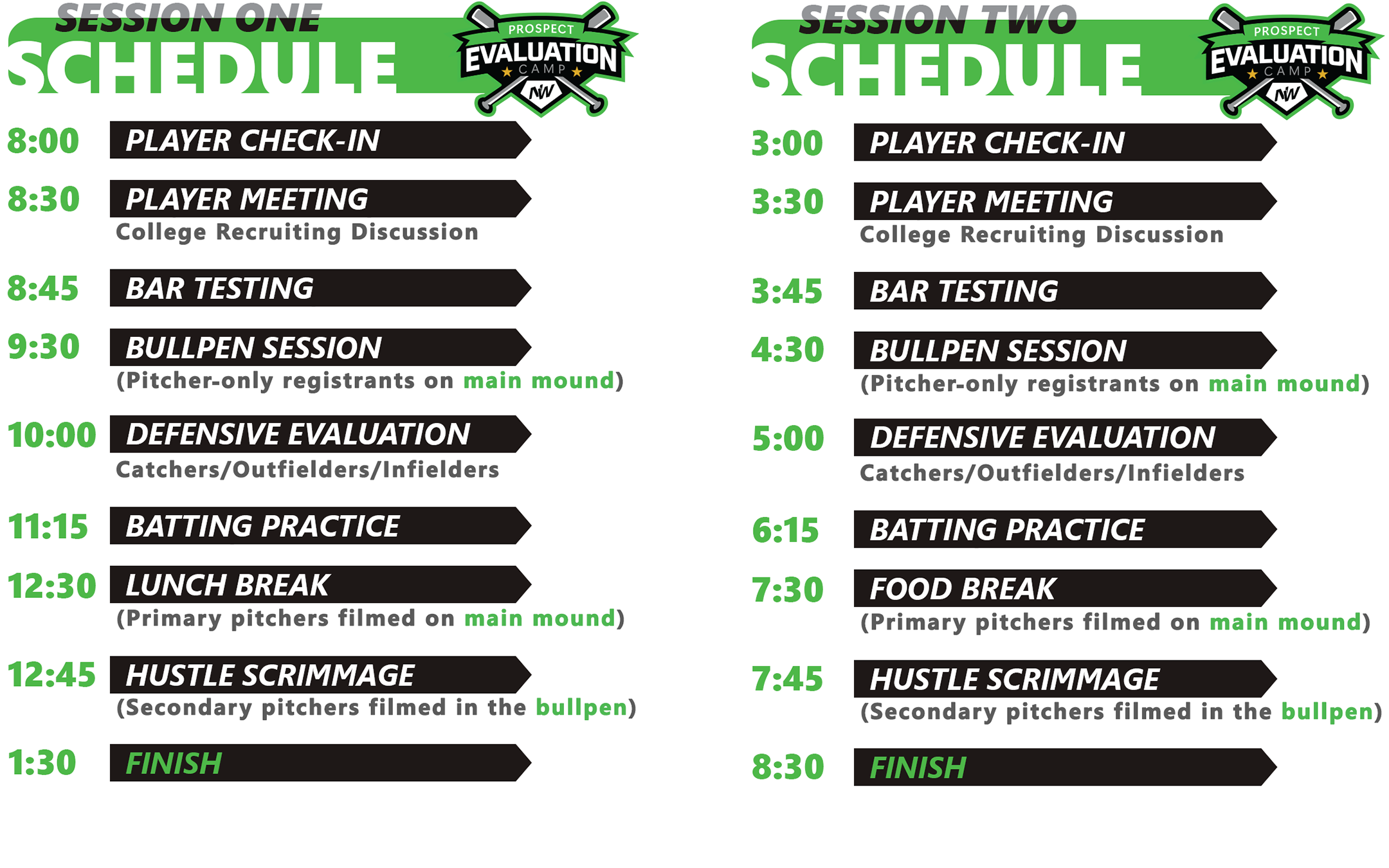 Multi- Camp PEC Schedule Graphic